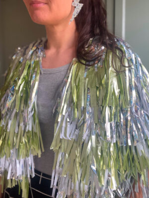 Glitter jakke - salvie grøn