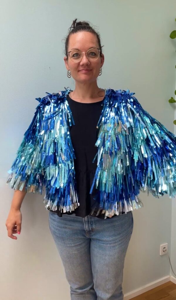 Glitter jakke - hav blå - prototype - Billede 2