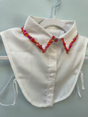 Snydekrave - Hvid med pink og orange