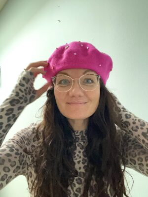 Baret - pink med perle drys