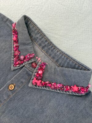 Pyntekrave - denim med hot pink